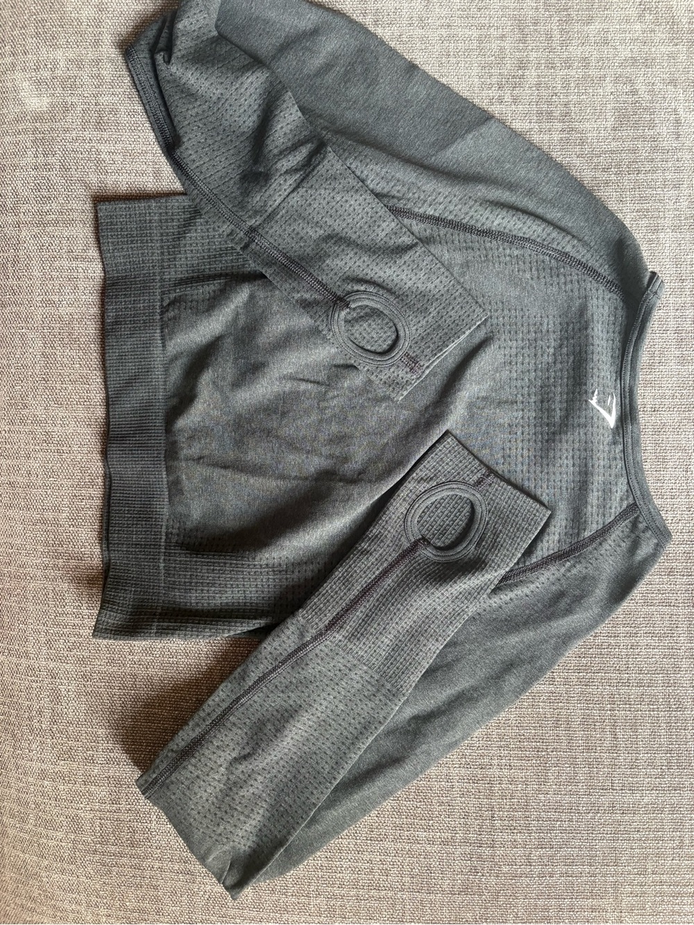 Gymshark Black Textured Long-Sleeve Athletic Top with Thumbholes